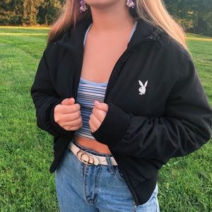 Black VINTAGE Playboy Bunny Bomber Jacket